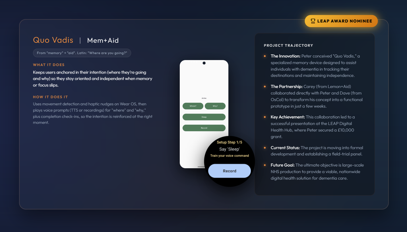 Quo Vaid - Mem+Aid Awarded Leap funding